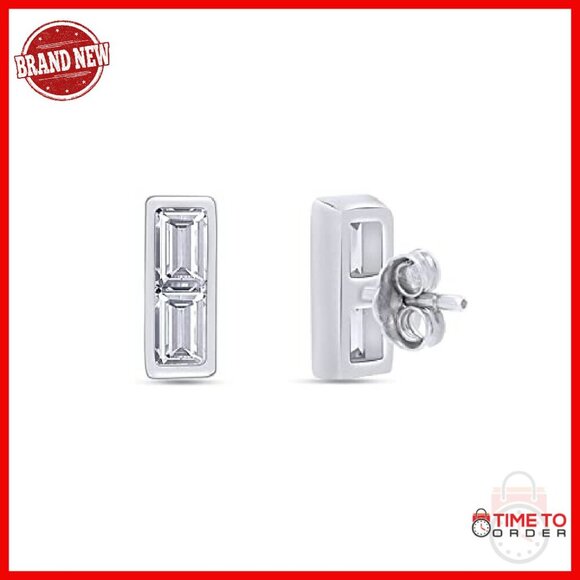 Moissanite Stud Earrings 18K White Gold Plated Sterling  Moissanite Stud Earrings 18K Gold Plated Sterling Silver Hypoallergenic